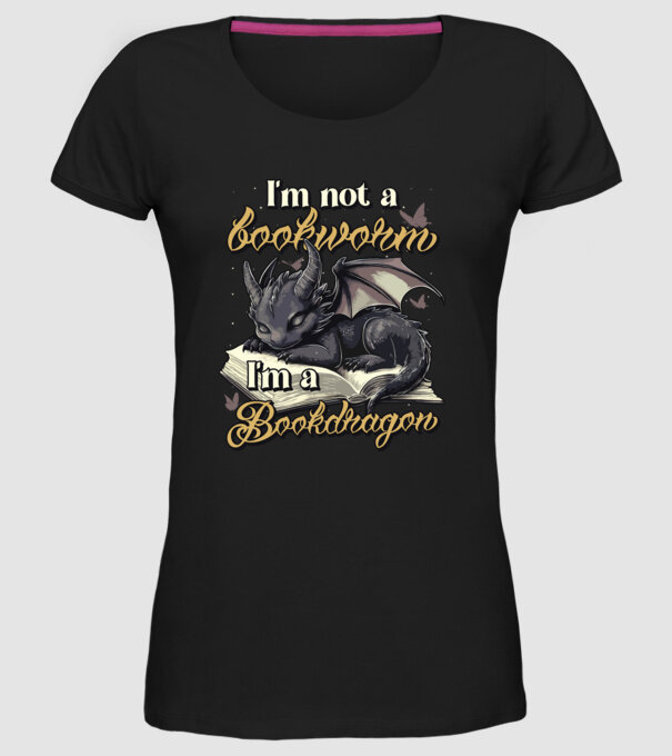 I am not a bookworm i am a bookdragon model negru pe tricou