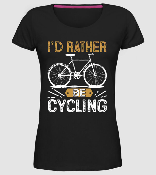 I'd rather be cycling model negru pe tricou