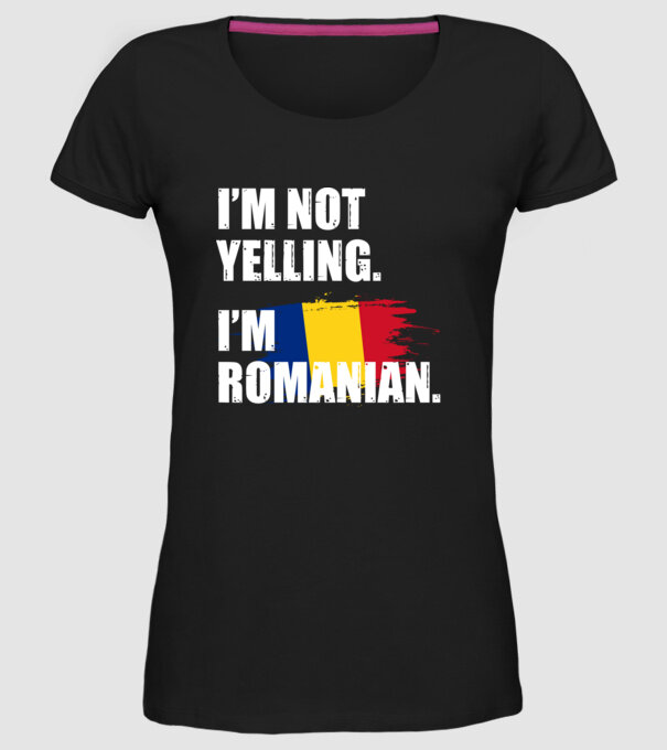 I'm not yelling model negru pe tricou