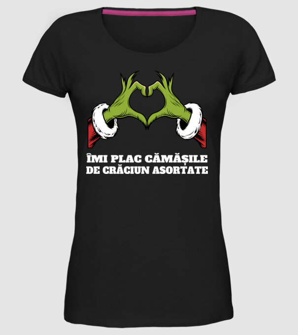 Îmi plac cămășile de crăciun asortate negru model negru pe tricou