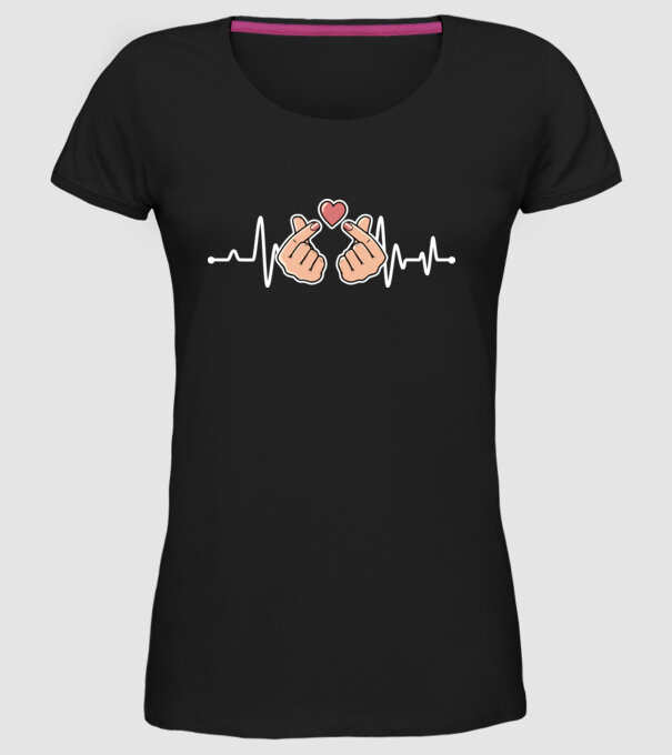 Kpop heartbeat model negru pe tricou
