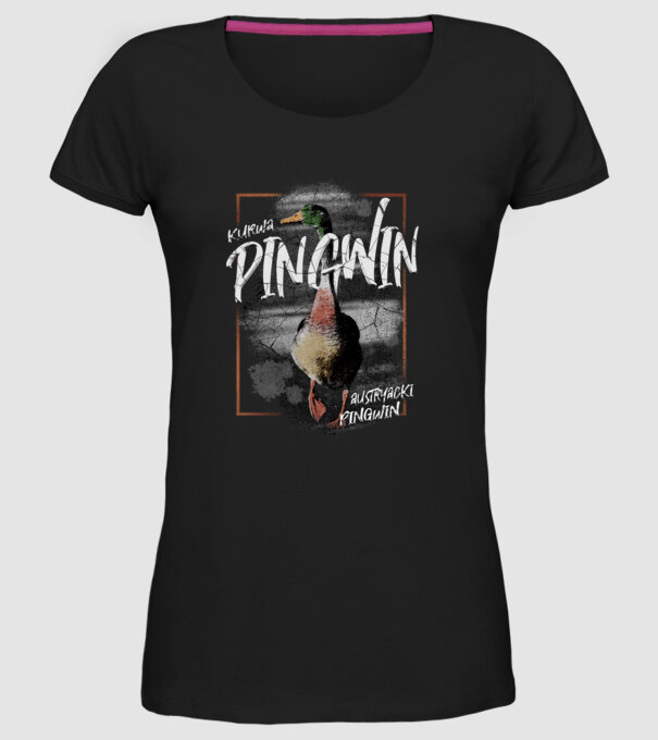 Kurwa pingwin model negru pe tricou