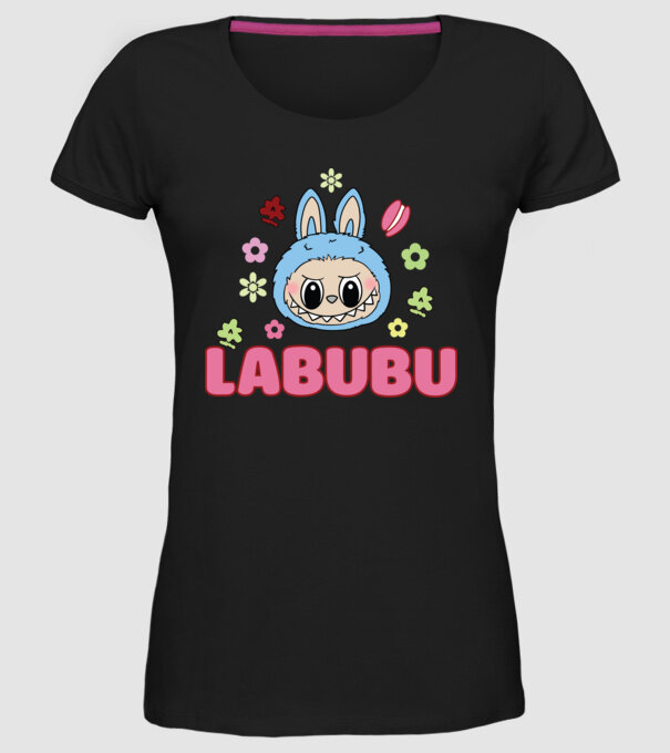 Labubu model negru pe tricou