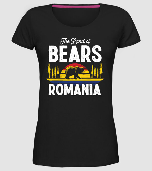 Land of Bears model negru pe tricou