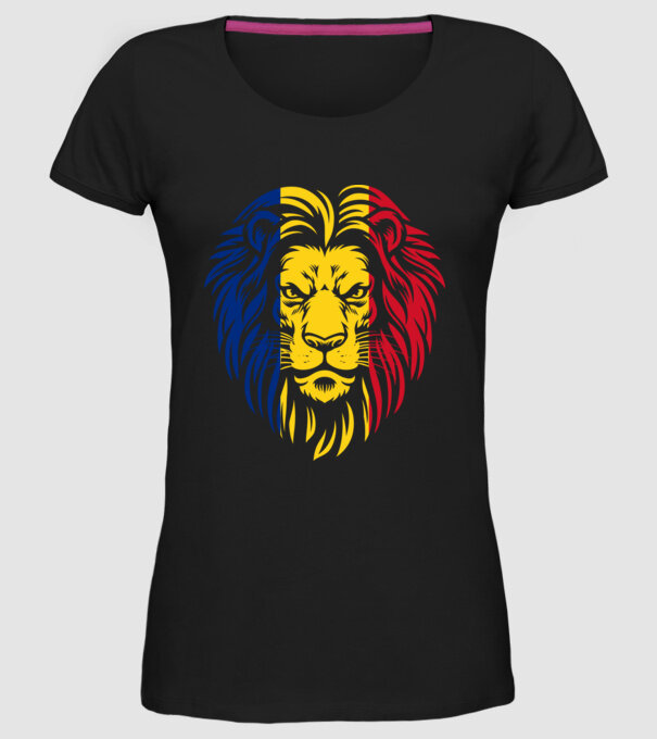 Leul românesc model negru pe tricou