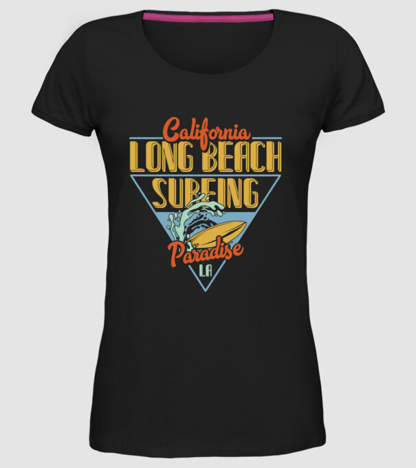 Long Beach model negru pe tricou