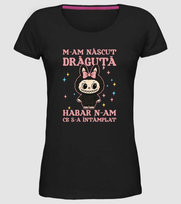 M-am născut drăguță model negru pe tricou