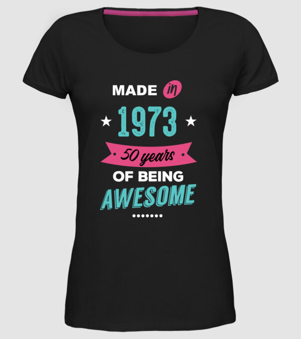 MADE IN 1973 model negru pe tricou