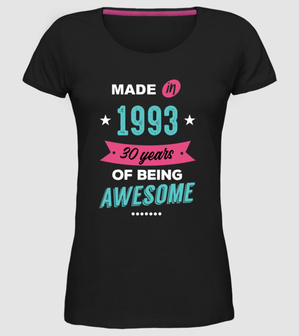 MADE IN 1993 model negru pe tricou