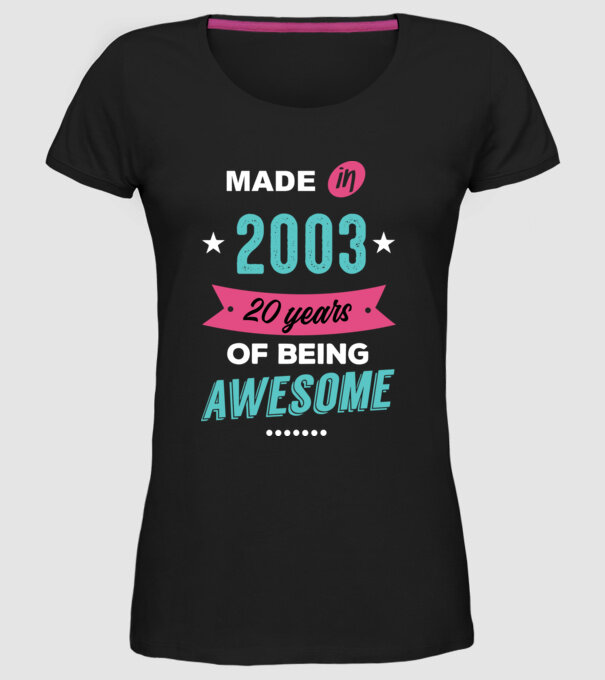 MADE IN 2003 model negru pe tricou