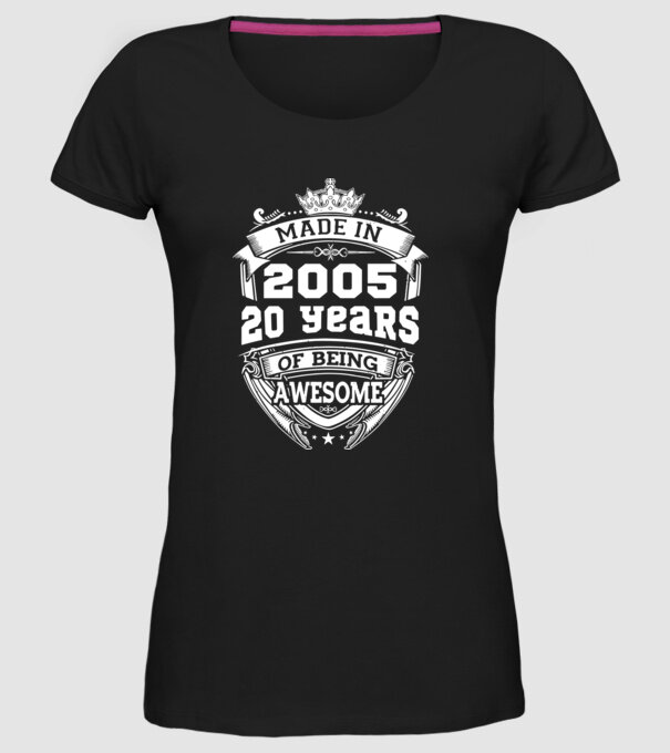 Made in awesome 2005 model negru pe tricou