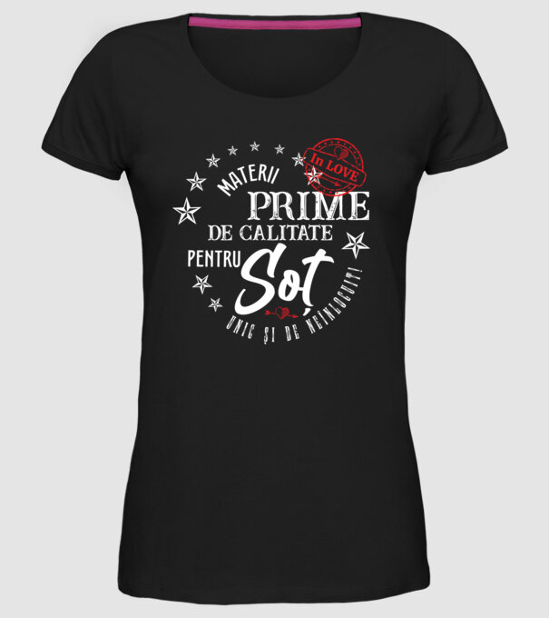 Materii prime de calitate pentru soț model negru pe tricou