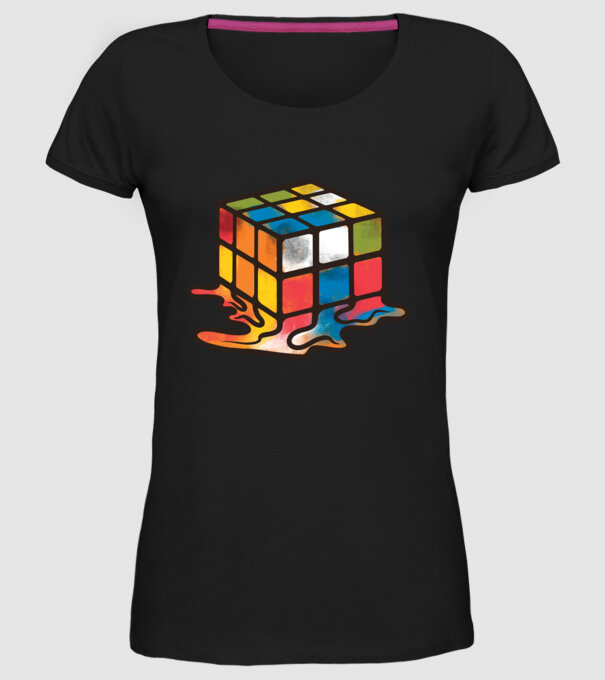 Melted Rubik model negru pe tricou