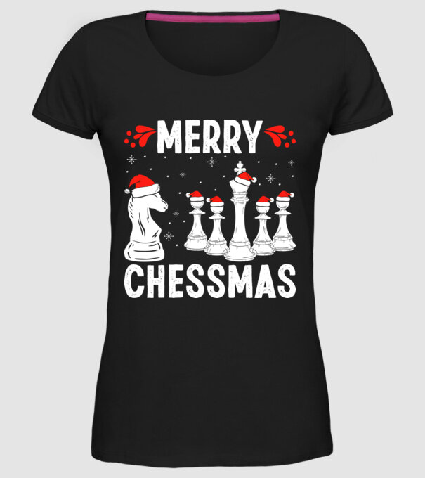 merry chessmass model negru pe tricou