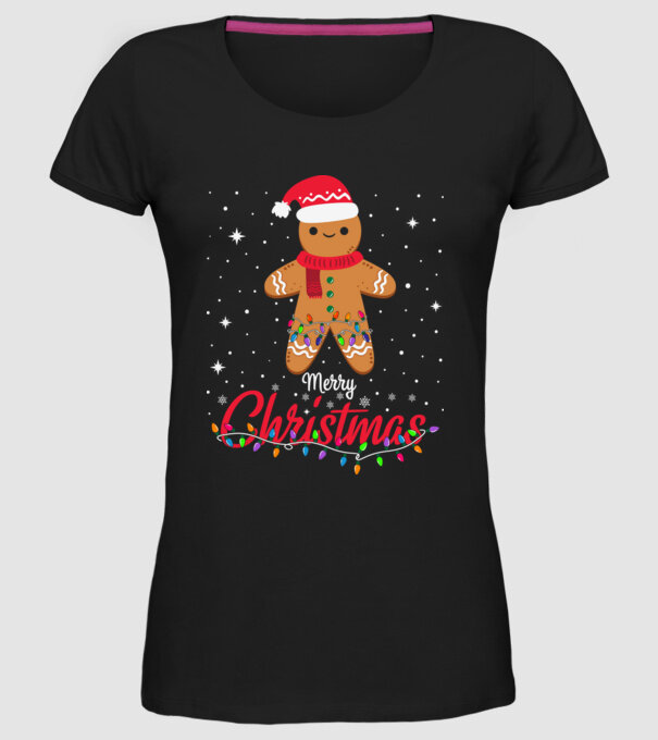 Merry christmas cookie model negru pe tricou