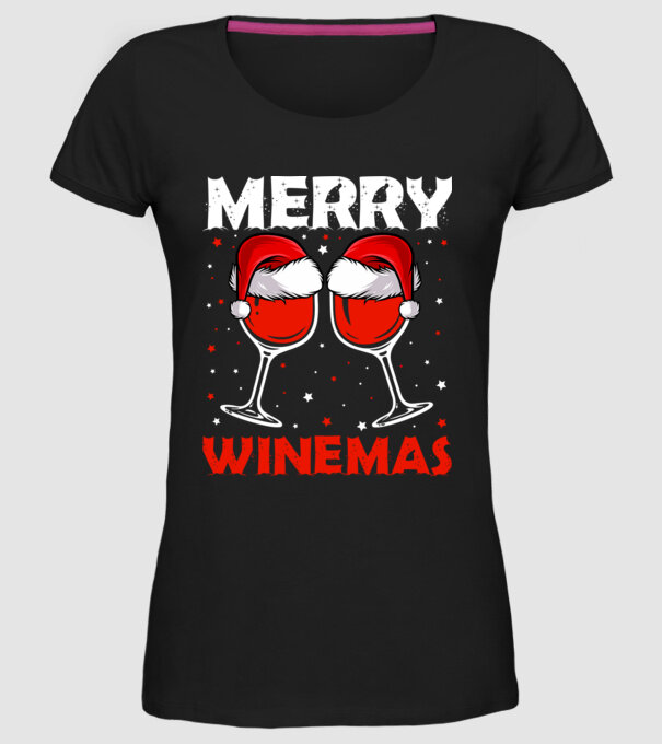 Merry winemas model negru pe tricou