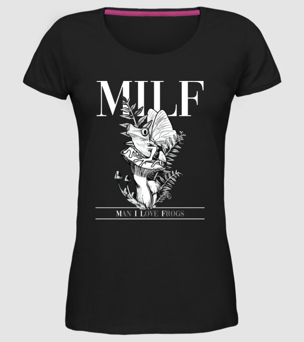 MILF man i love frogs model negru pe tricou