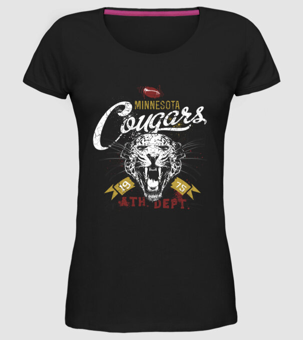 Minesota Cougars  TEXTURED model negru pe tricou
