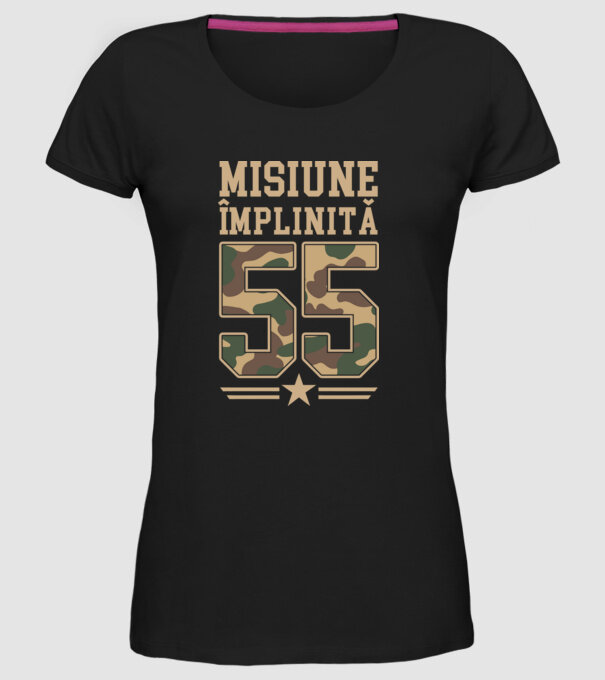 Misiune împlinită 55 model negru pe tricou