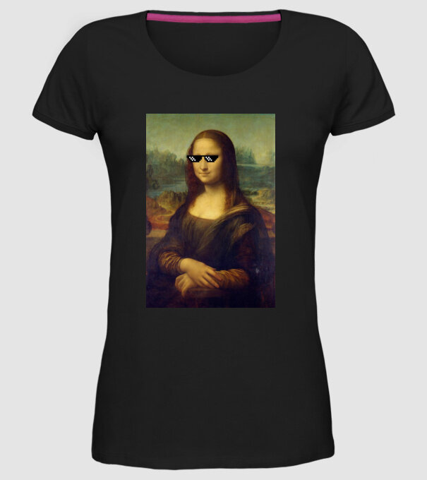 Mona Lisa Deal with it model negru pe tricou