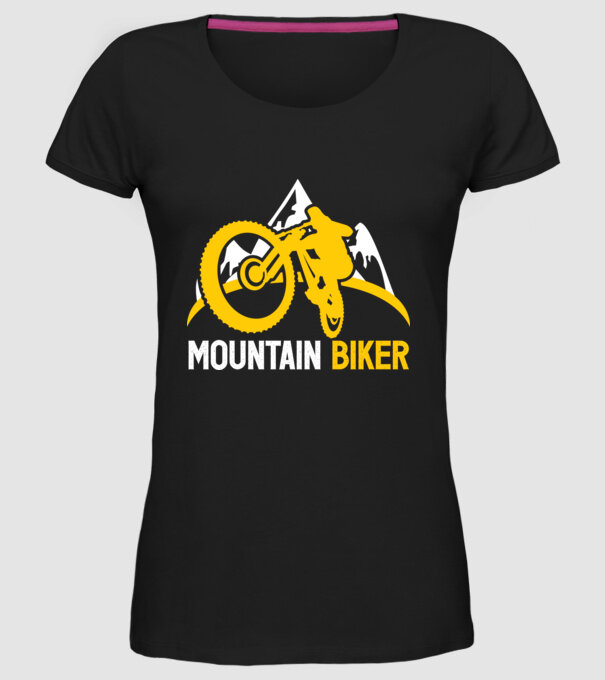 mountain biker model negru pe tricou
