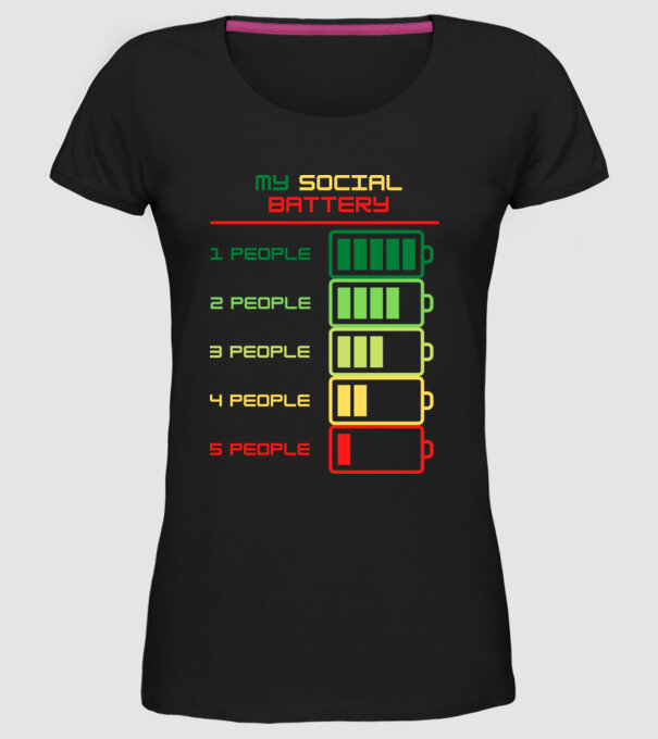 My social battery model negru pe tricou
