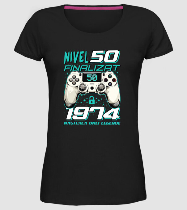Nivel finalizat 50 1975 model negru pe tricou