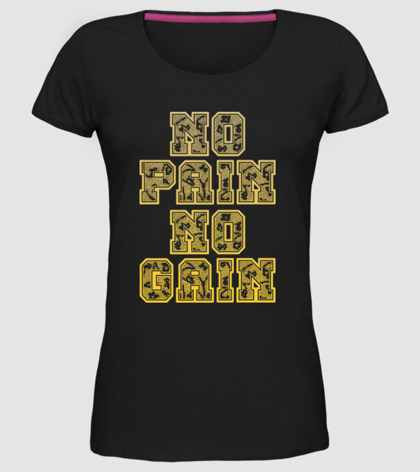 No Pain No Gain model negru pe tricou
