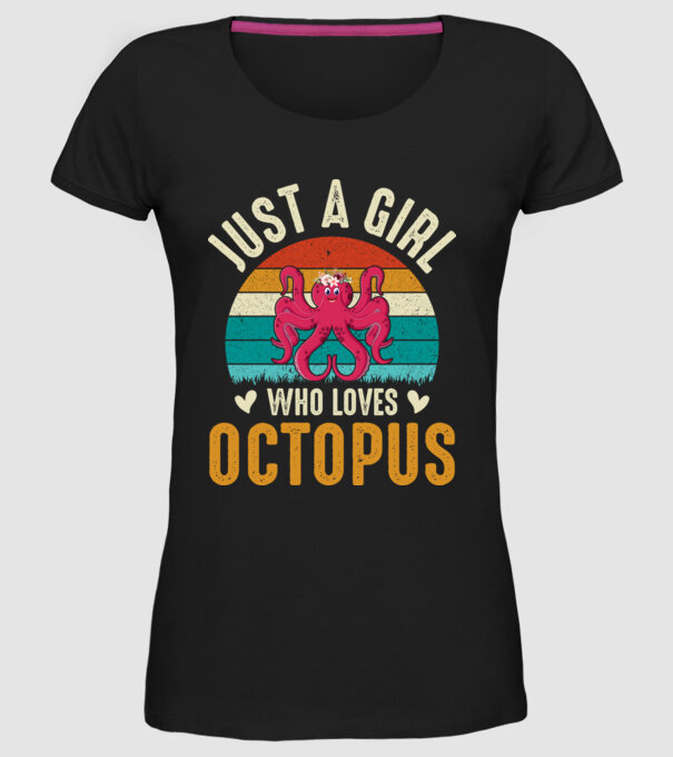 Octopus model negru pe tricou