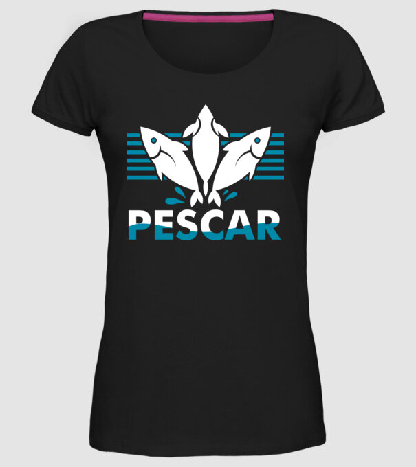 Pescar original model negru pe tricou