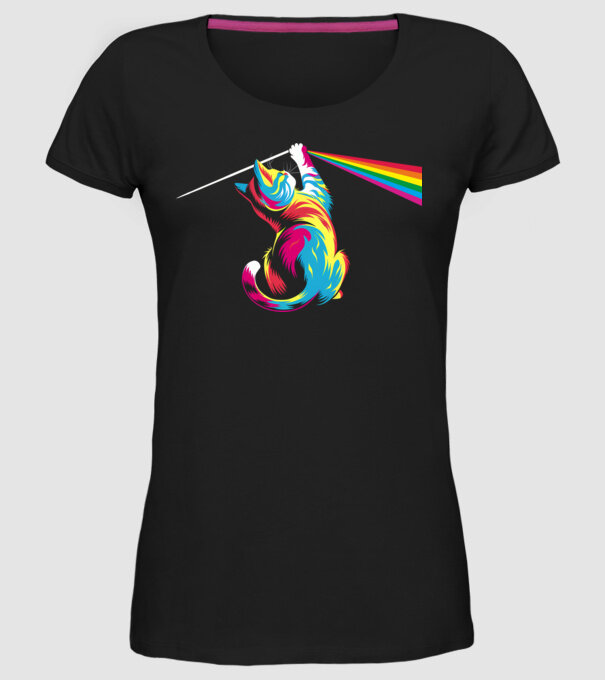 Pisica prismă model negru pe tricou