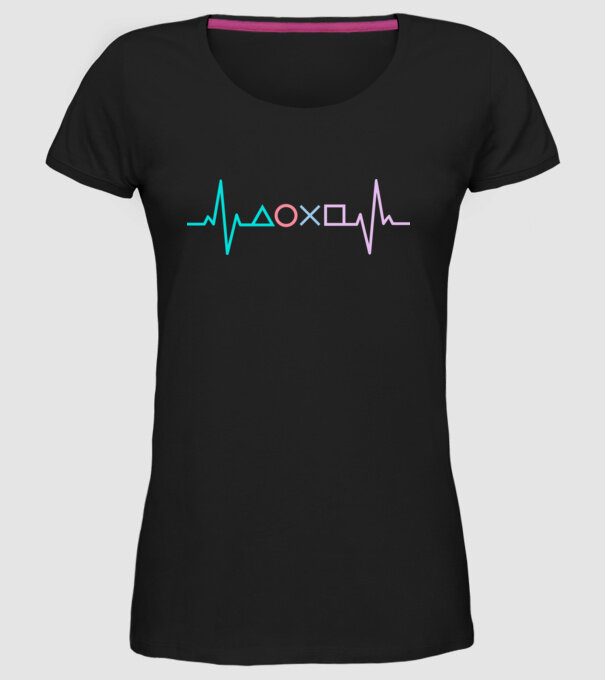 Playstation Symbols EKG model negru pe tricou