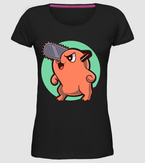 Pochita - ChainSawMan model negru pe tricou