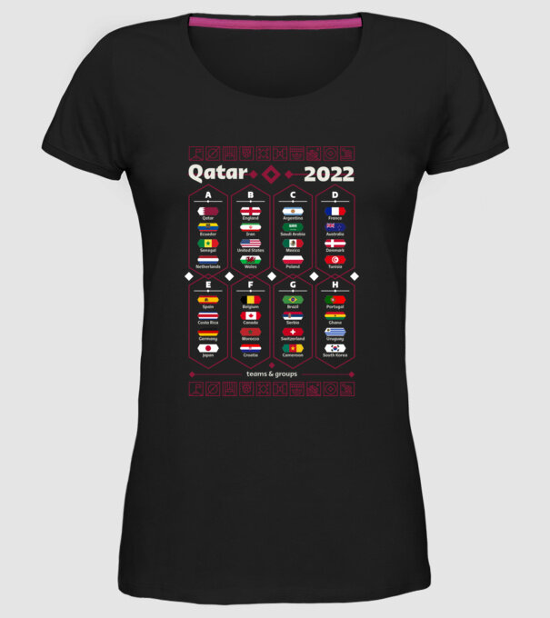 Qatar 2022 teams - groups model negru pe tricou