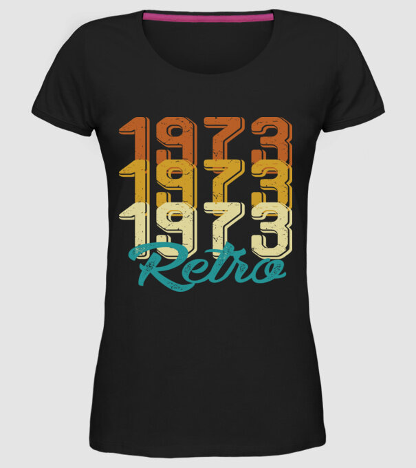 Retro 1973 model negru pe tricou