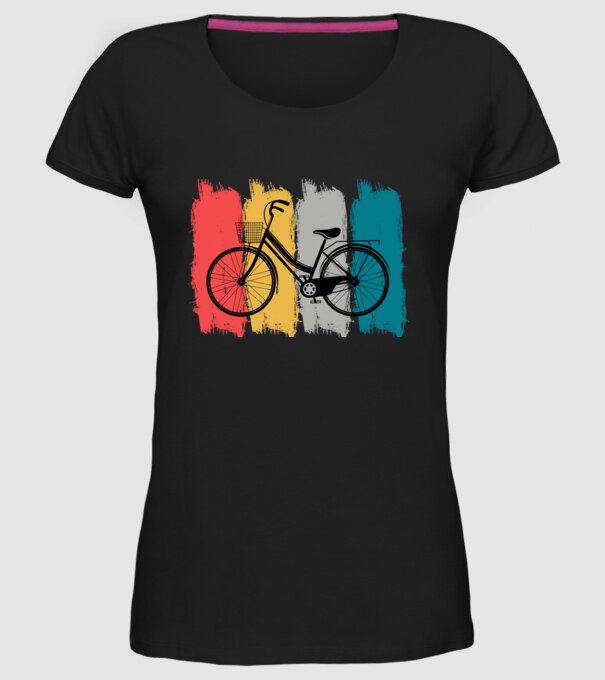 Retro city bike model negru pe tricou
