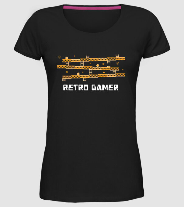 Retro gamer 2 model negru pe tricou