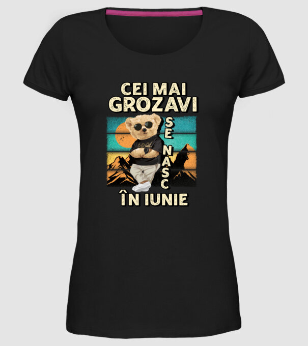 RETRO teddy IUNIE model negru pe tricou