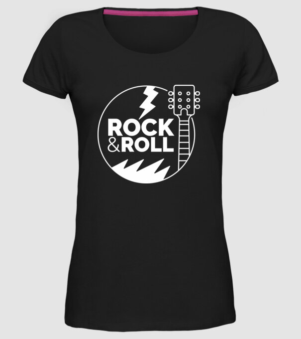 Rock n roll model negru pe tricou