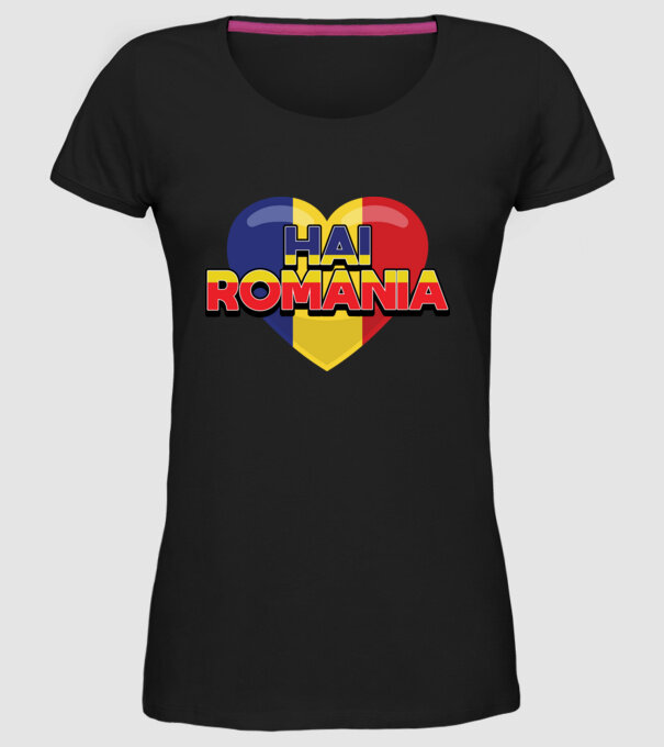 Romania heart model negru pe tricou