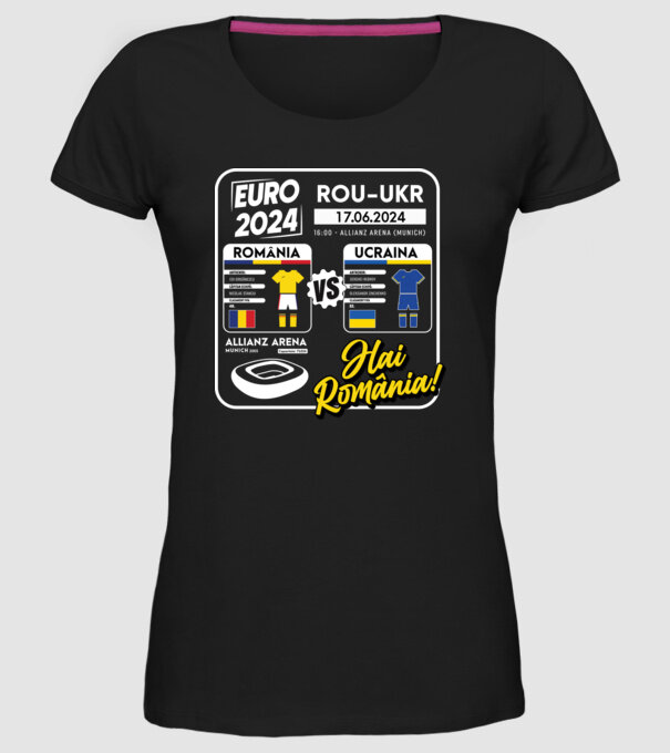 ROU-UKR euro 2024 calendar model negru pe tricou