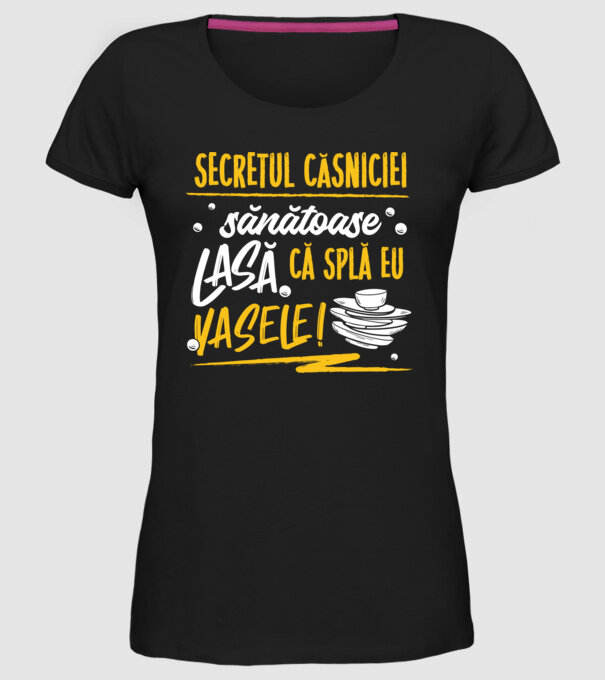 Secretul căsniciei sănătoase model negru pe tricou