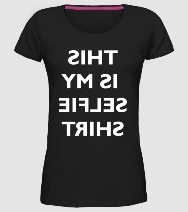 Selfie shirt model negru pe tricou