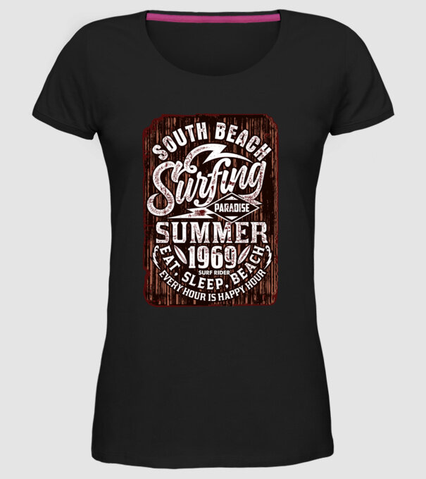 South Beach model negru pe tricou