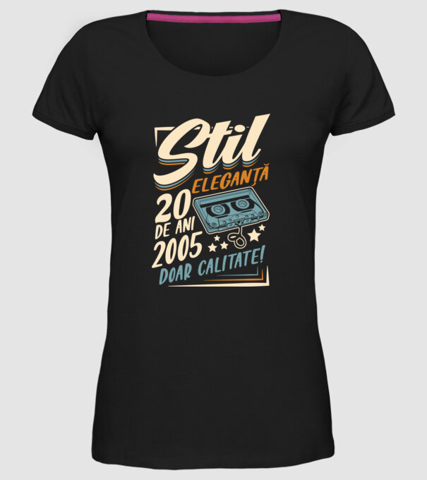 Stil eleganta 2005 model negru pe tricou