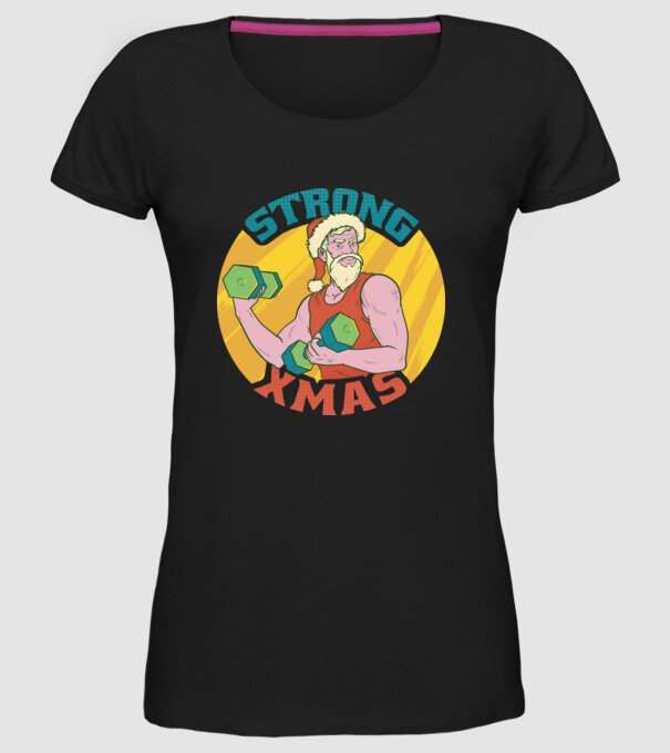 strong xmas model negru pe tricou
