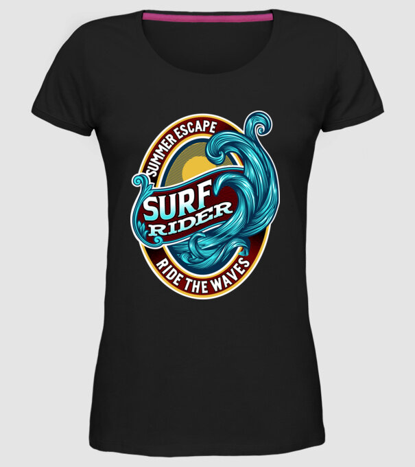 Summer Escape model negru pe tricou
