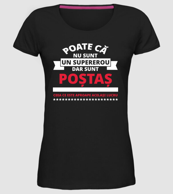 Supererou poştaş model negru pe tricou