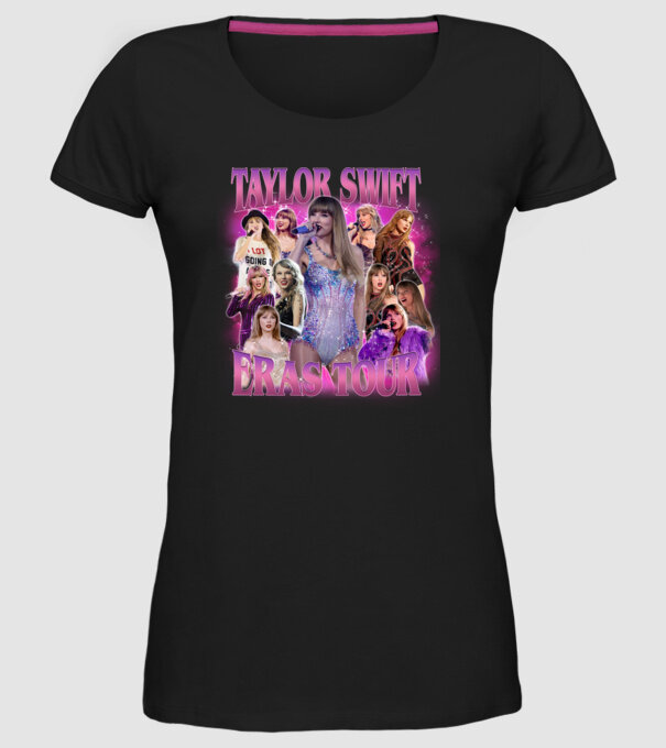 Taylor Swift ERAS bootleg 01 model negru pe tricou