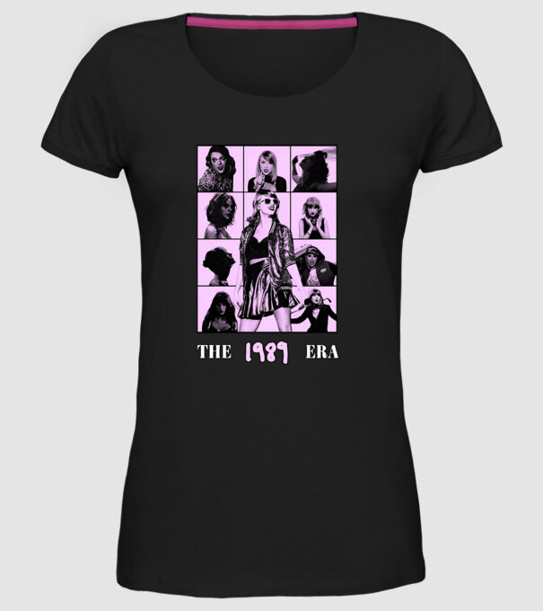 Taylor Swift ERAS lilac model negru pe tricou